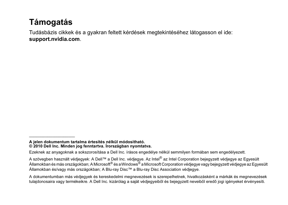 Támogatás | Dell XPS 17 (L701X, Late 2010) User Manual | Page 25 / 42