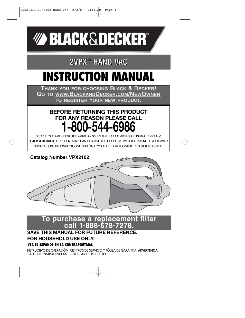 Black & Decker VPX2102 User Manual | 32 pages