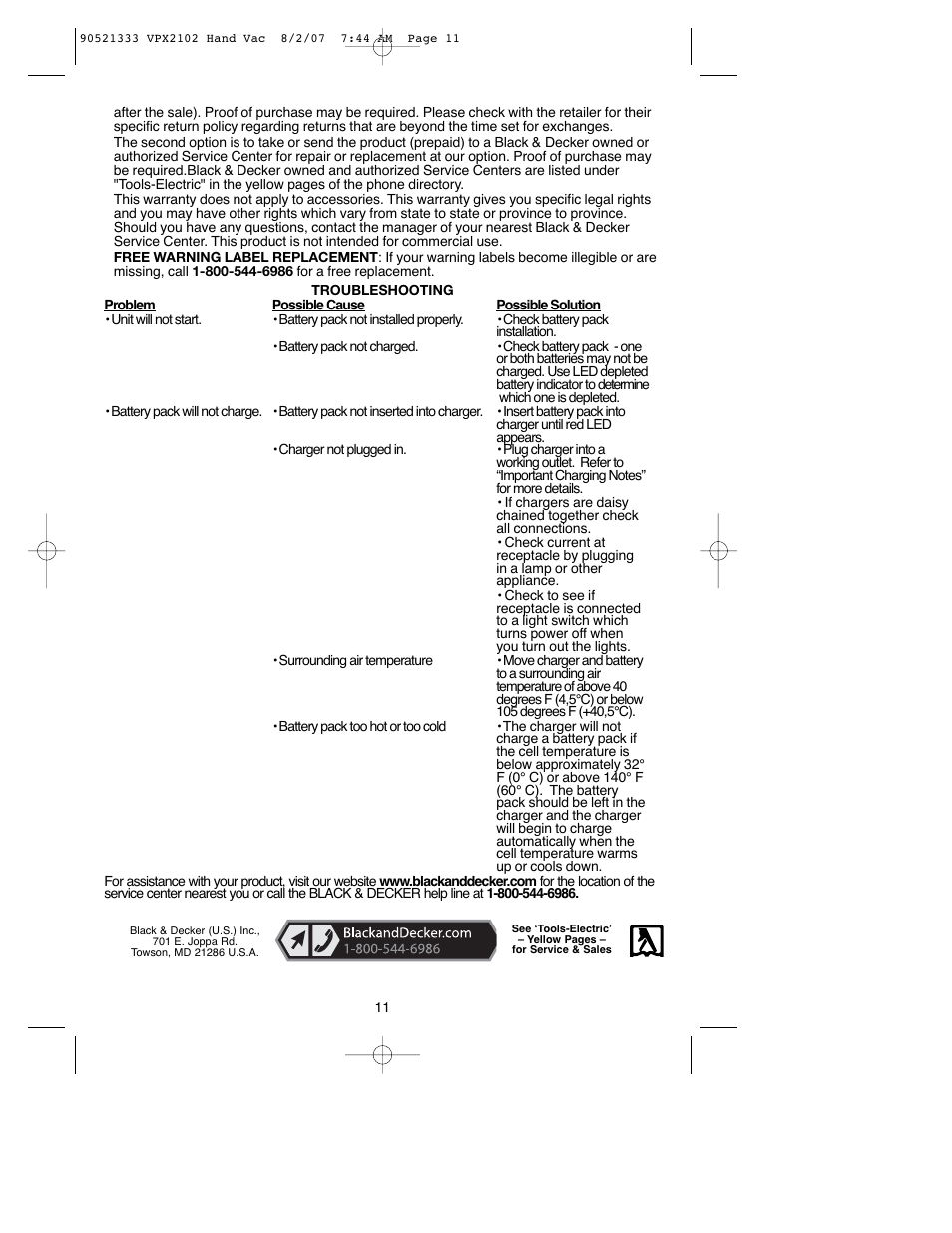 Black & Decker VPX2102 User Manual | Page 11 / 32