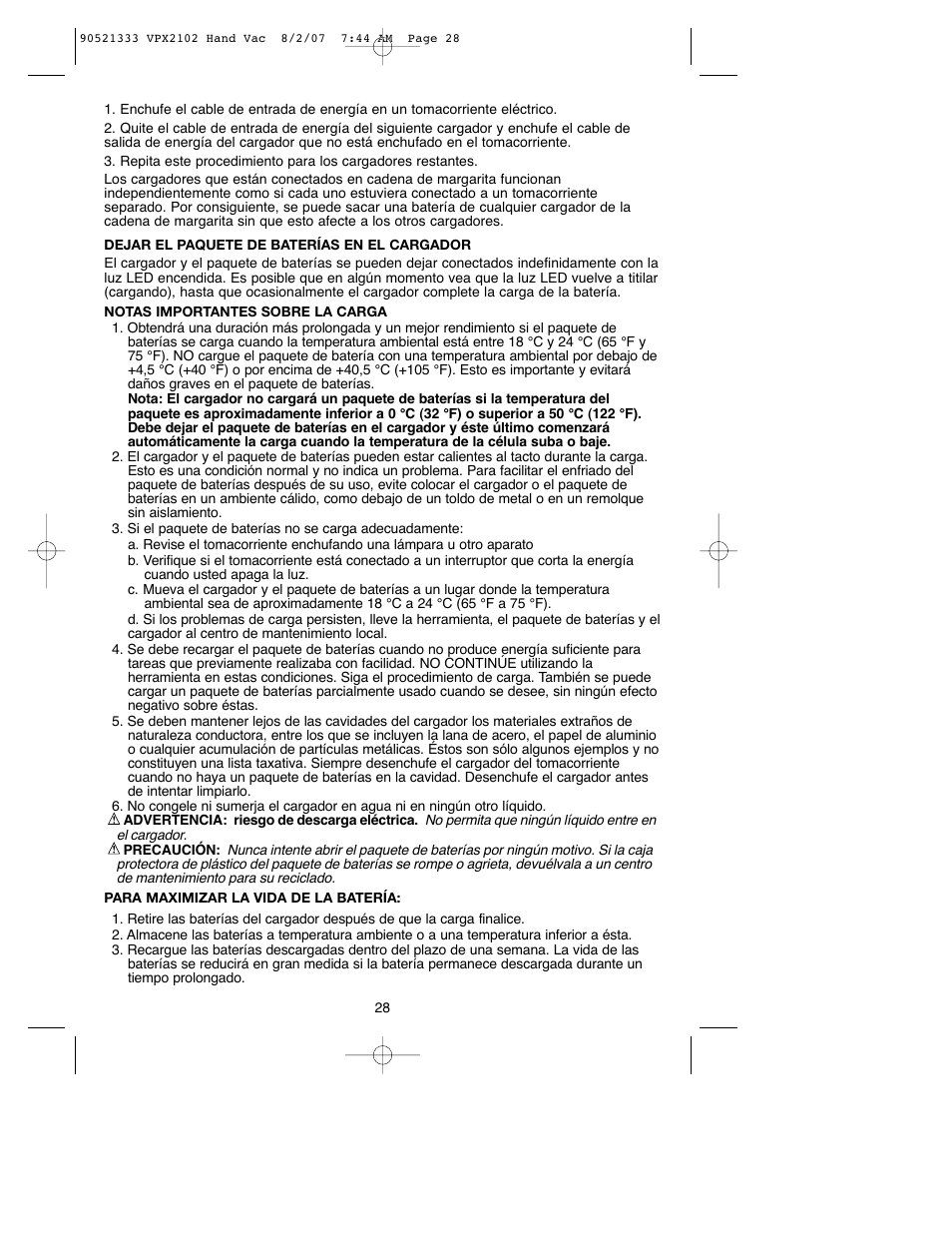Black & Decker VPX2102 User Manual | Page 28 / 32