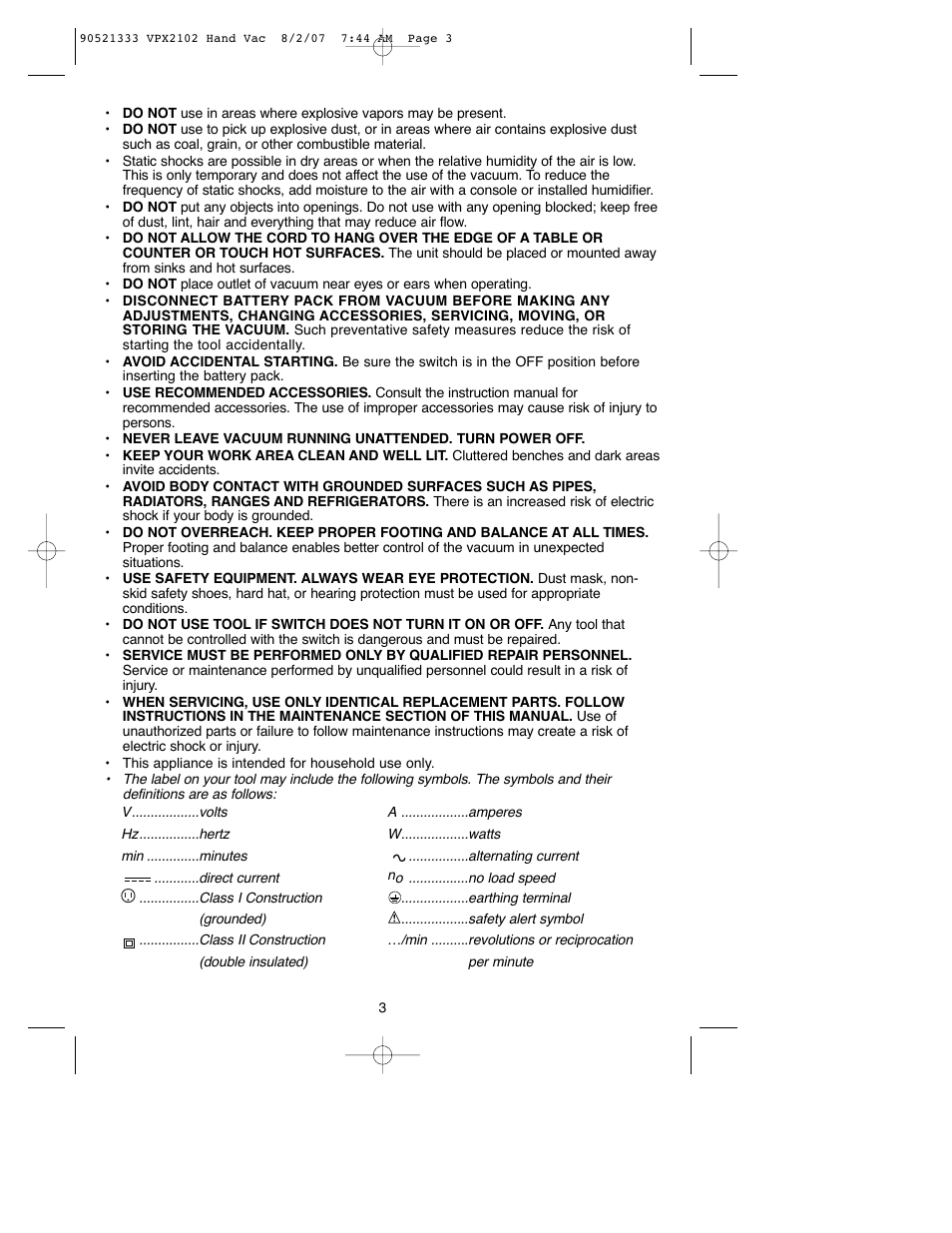 Black & Decker VPX2102 User Manual | Page 3 / 32