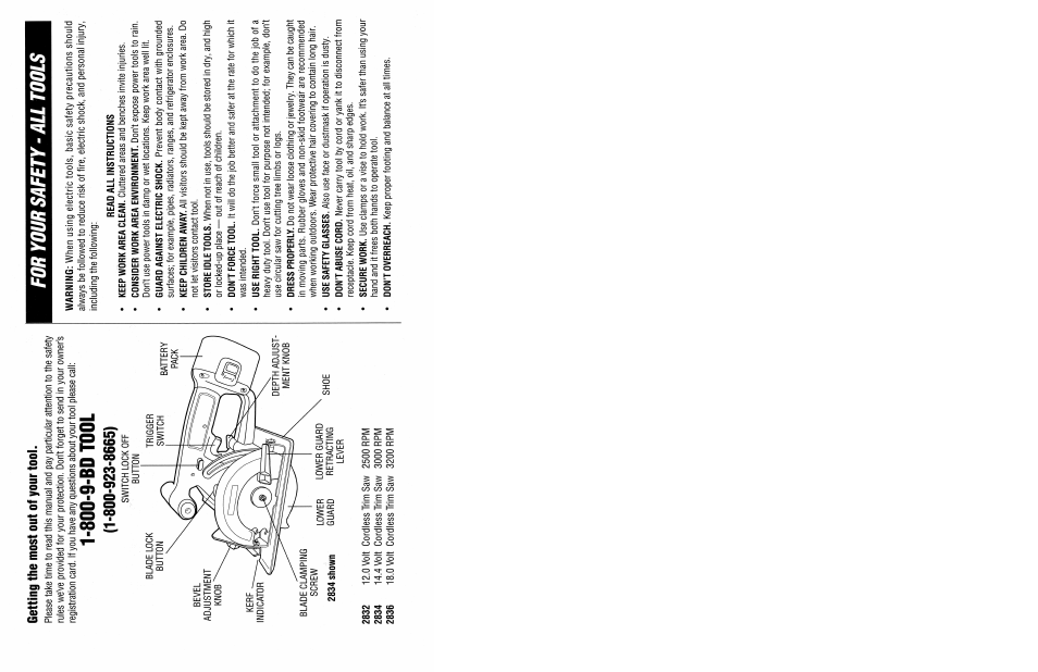 Getting the most out of your tool, For your safety ■ au tools, 800-9-bd tool | Black & Decker TRIMCAT 2832 User Manual | Page 2 / 16
