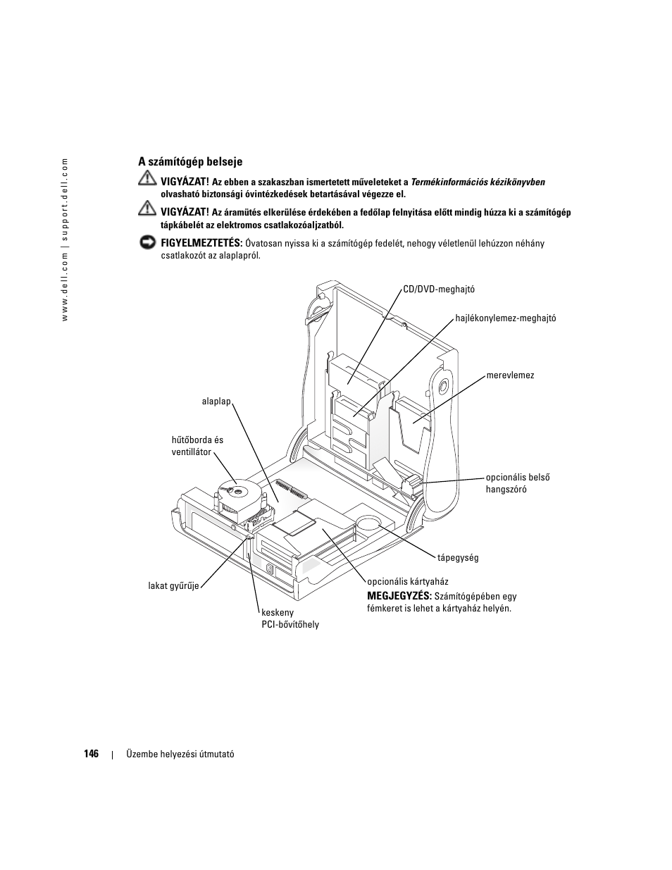 A számítógép belseje | Dell OptiPlex 170L User Manual | Page 146 / 238