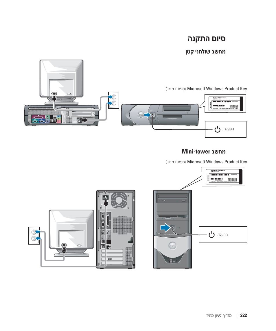 סיום התקנה, מחשב שולחני קטן, מחשב mini-tower | Мвит | Dell OptiPlex 170L User Manual | Page 223 / 238