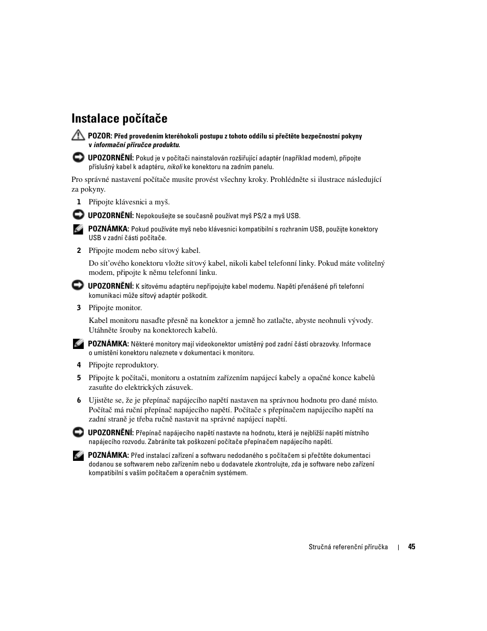Instalace počítače | Dell OptiPlex 170L User Manual | Page 45 / 238