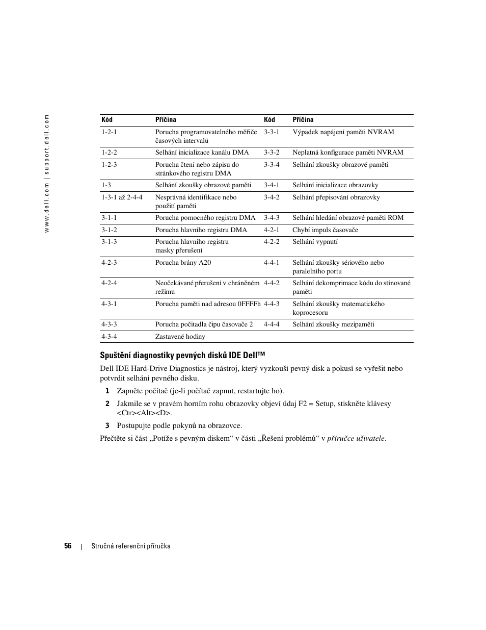 Spuštění diagnostiky pevných disků ide dell | Dell OptiPlex 170L User Manual | Page 56 / 238