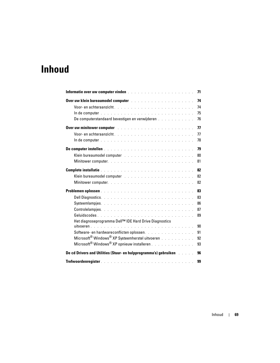 Inhoud | Dell OptiPlex 170L User Manual | Page 69 / 238