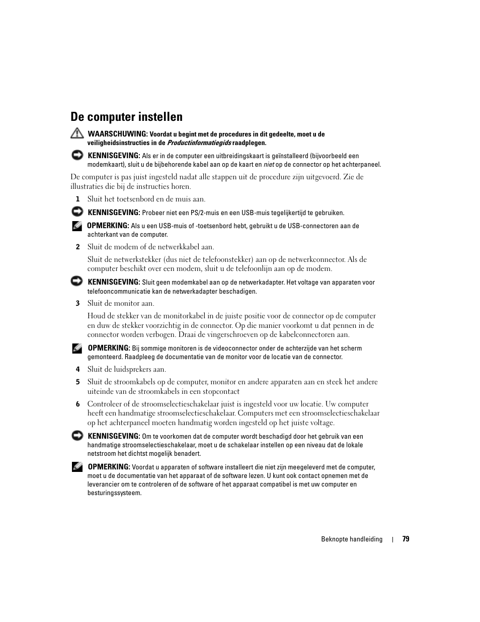 De computer instellen | Dell OptiPlex 170L User Manual | Page 79 / 238