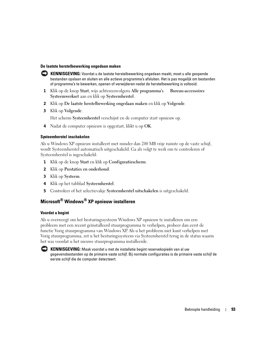 Microsoft® windows® xp opnieuw installeren, Microsoft | Dell OptiPlex 170L User Manual | Page 93 / 238