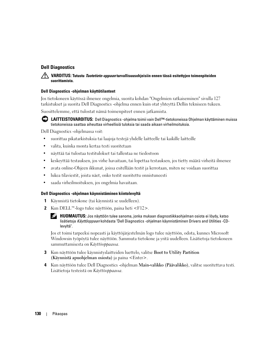 Dell diagnostics | Dell Precision 490 User Manual | Page 130 / 380