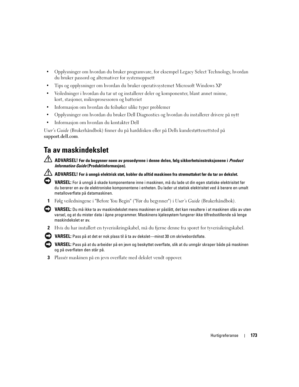 Ta av maskindekslet | Dell Precision 490 User Manual | Page 173 / 380