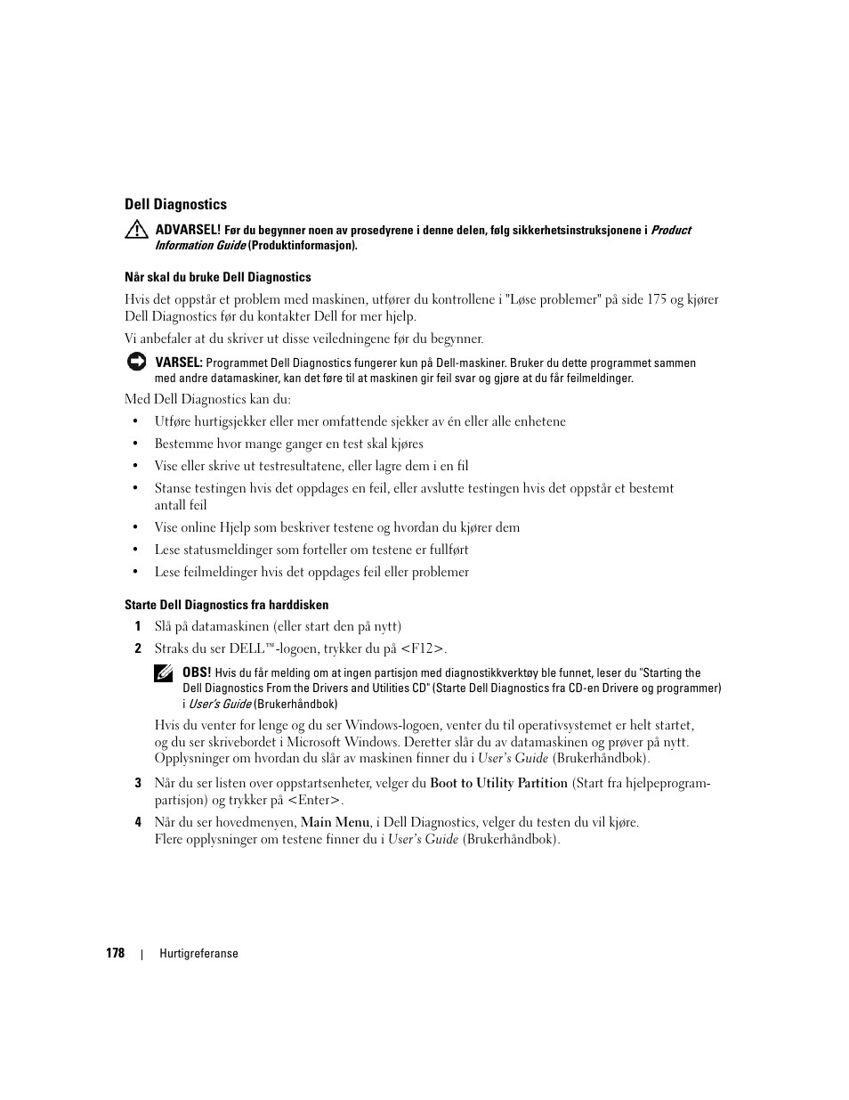 Dell diagnostics | Dell Precision 490 User Manual | Page 178 / 380