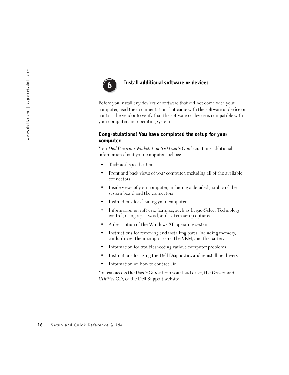 Install additional software or devices | Dell Precision 650 User Manual | Page 16 / 154