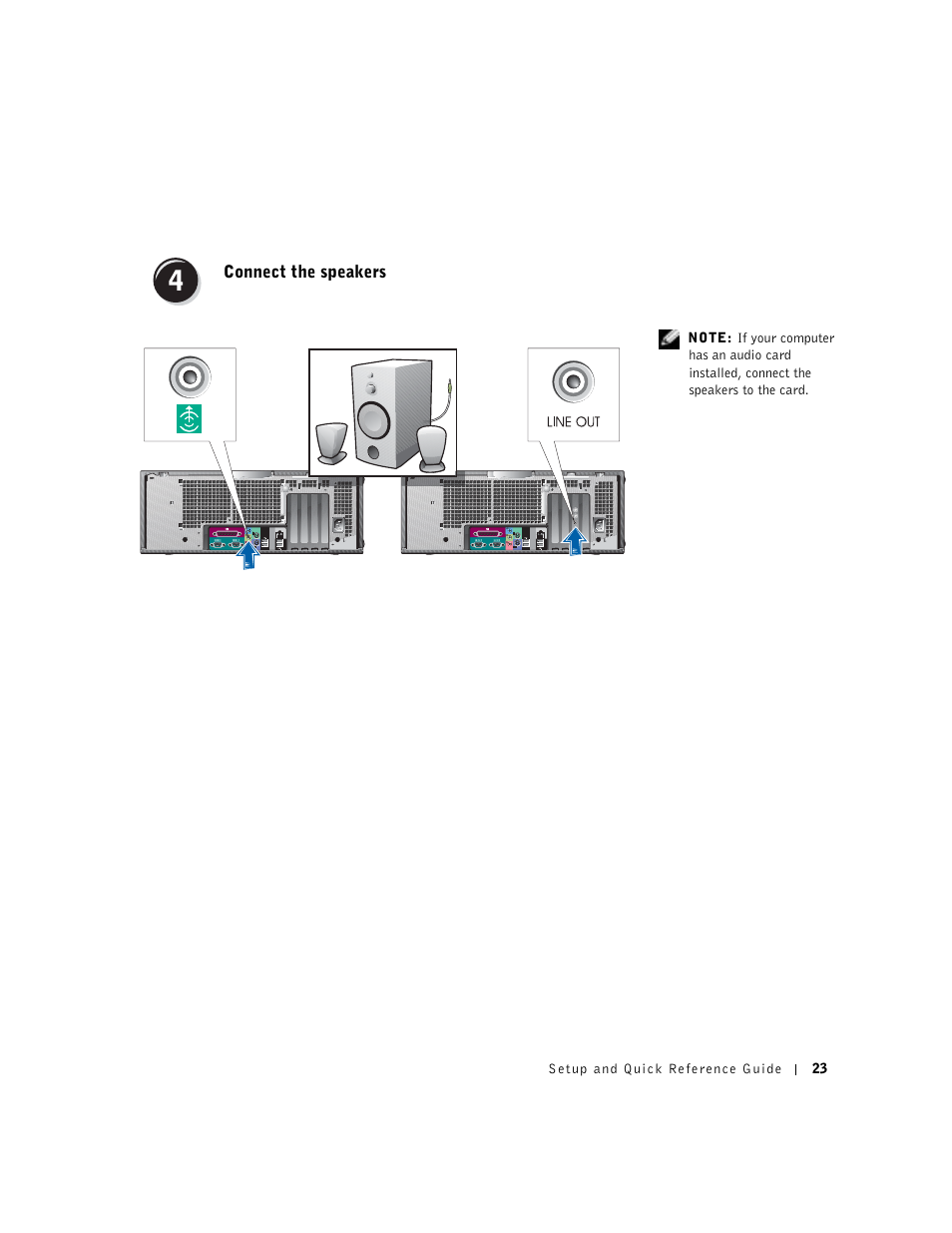 Connect the speakers | Dell Precision 650 User Manual | Page 23 / 154