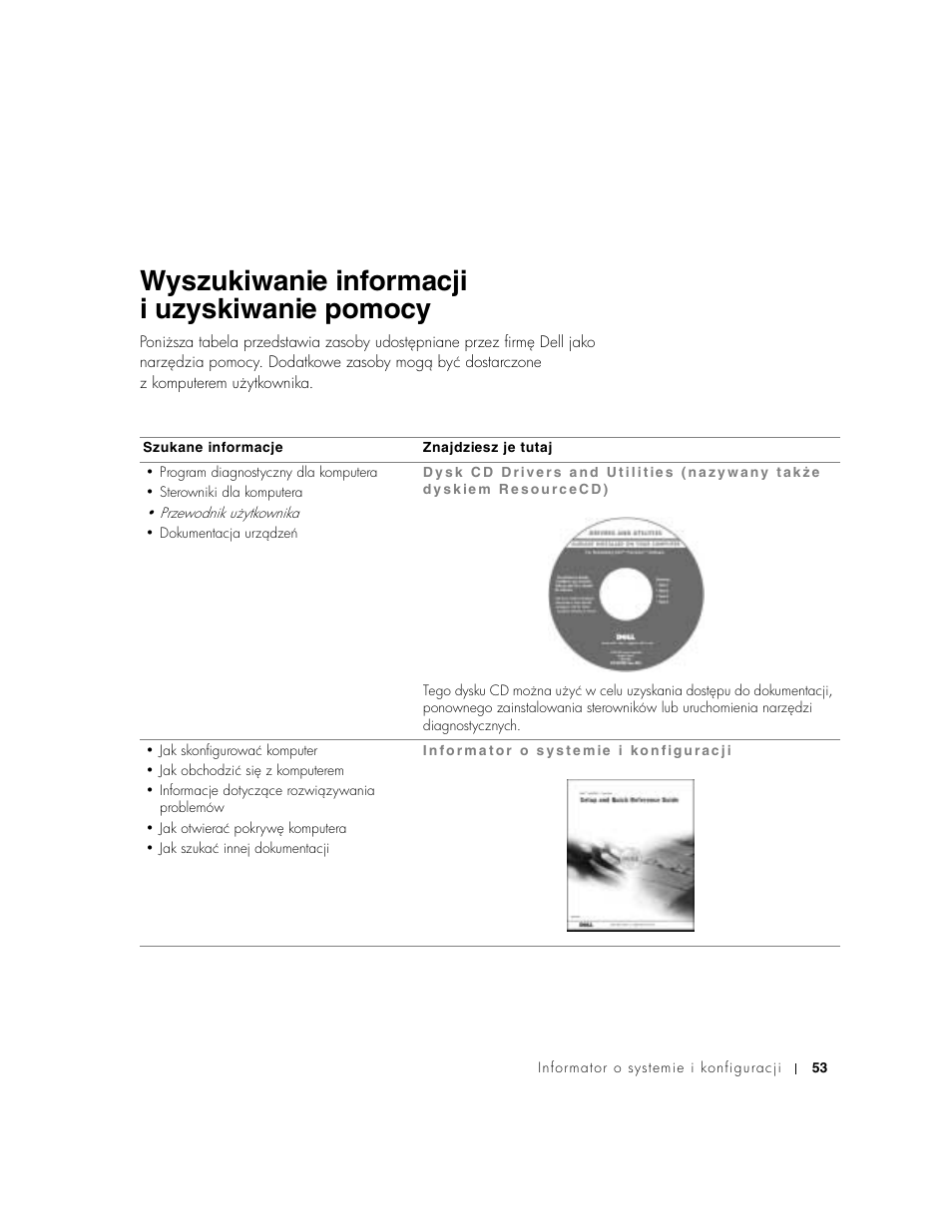 Wyszukiwanie informacji i uzyskiwanie pomocy | Dell Precision 650 User Manual | Page 53 / 154