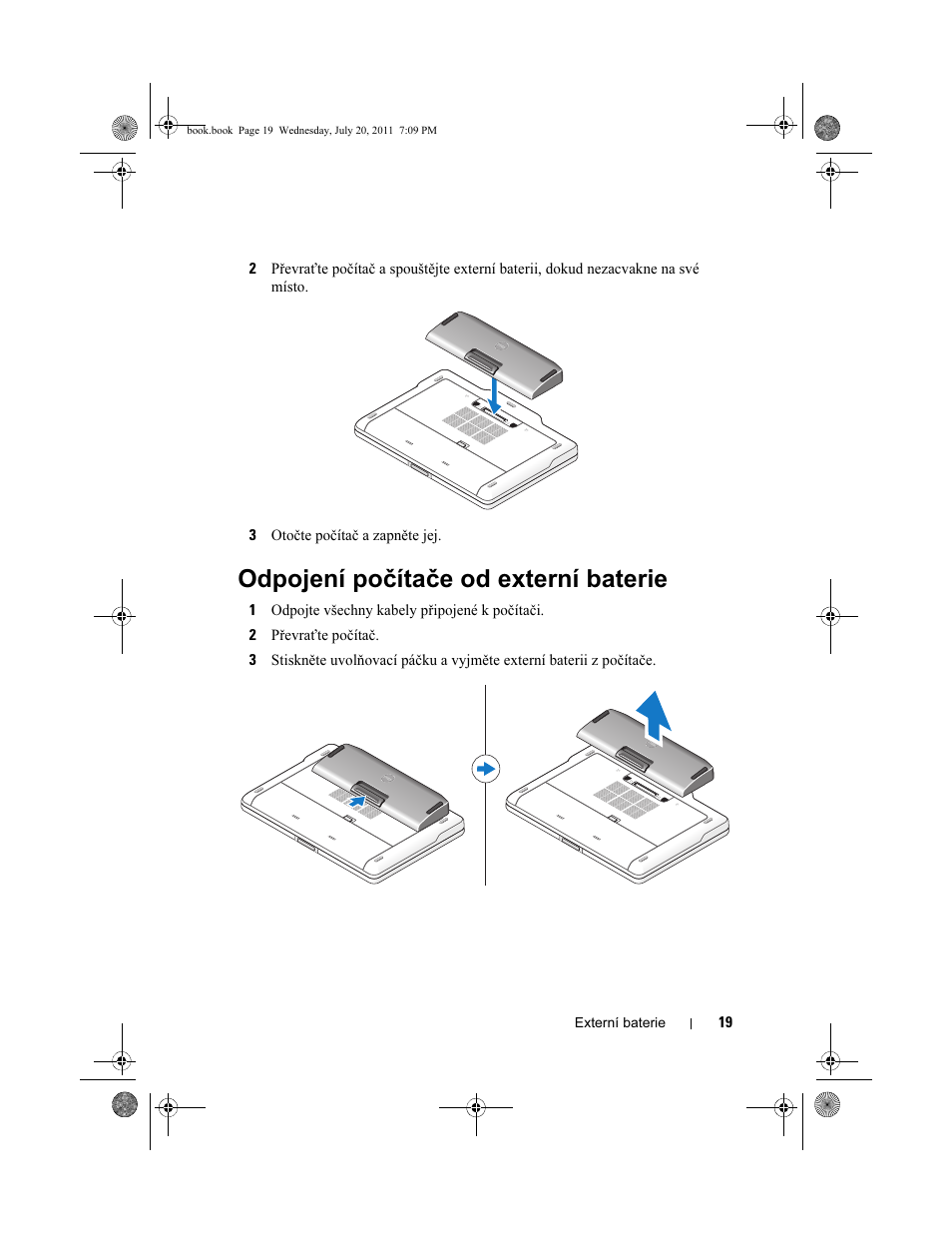 Odpojení počítače od externí baterie | Dell Latitude E5520M (Early 2011) User Manual | Page 21 / 96