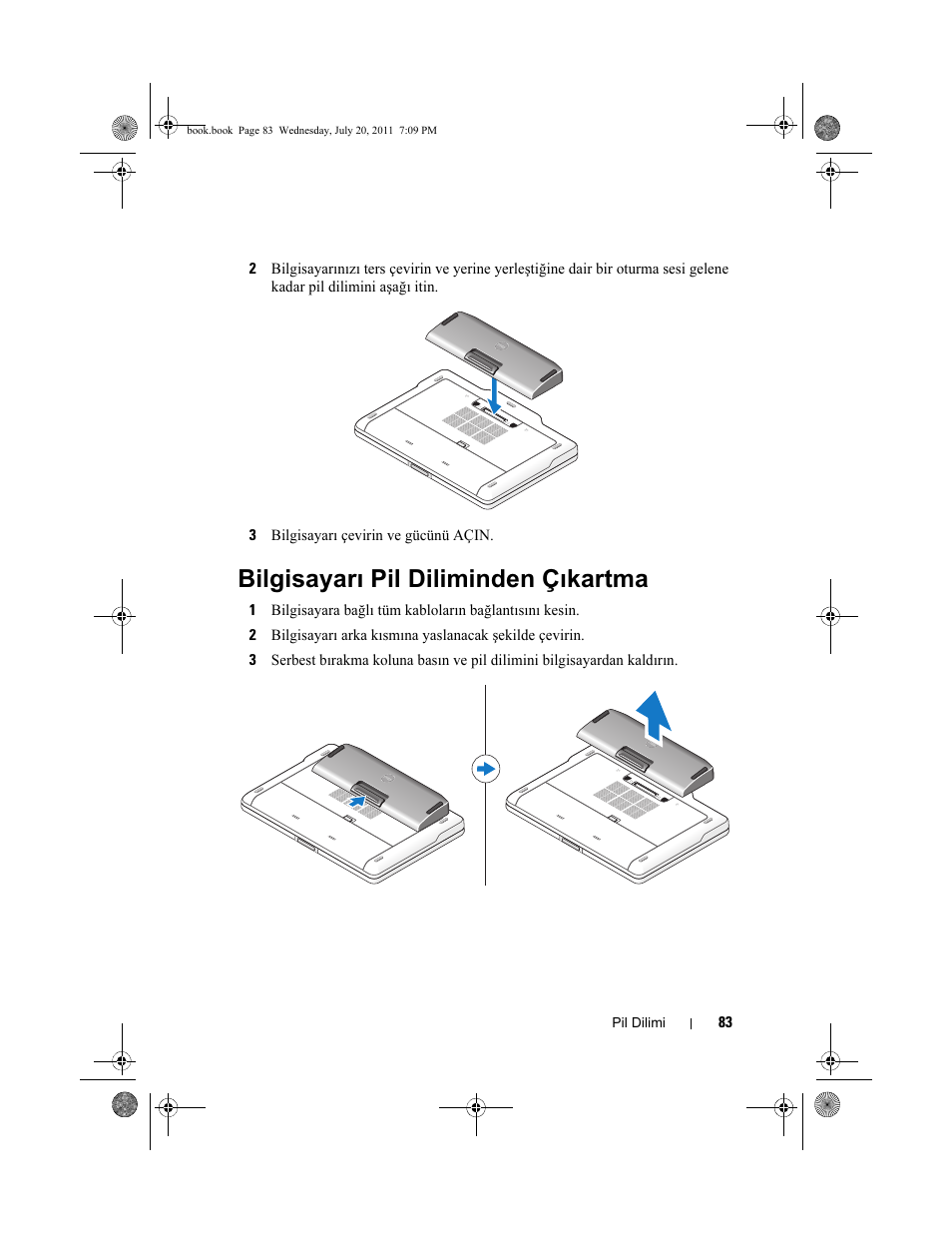 Bilgisayarı pil diliminden çıkartma | Dell Latitude E5520M (Early 2011) User Manual | Page 85 / 96