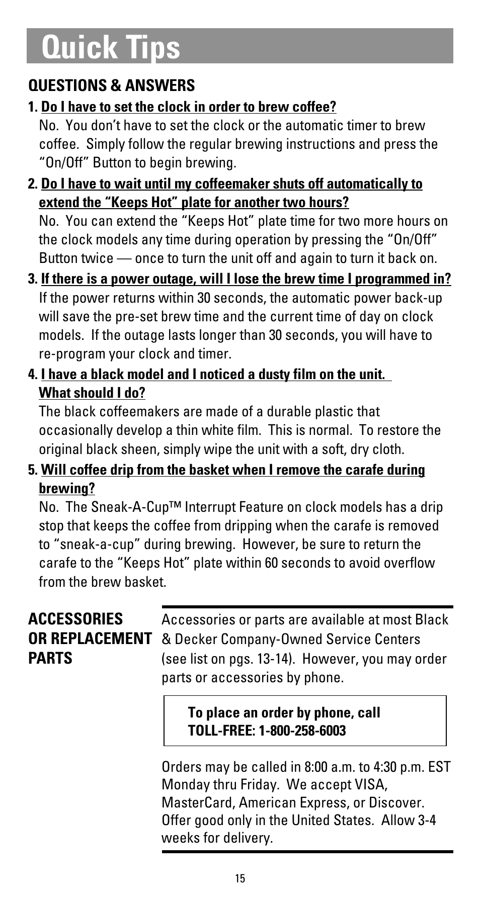 Quick tips | Black & Decker DCM912BK User Manual | Page 15 / 16