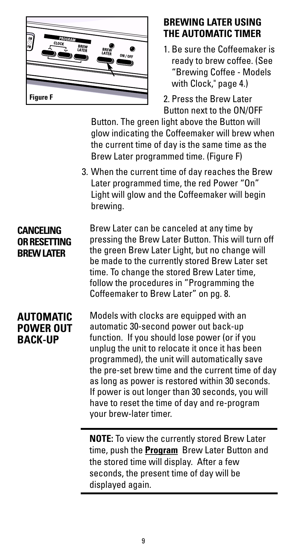 Automatic power out back-up | Black & Decker DCM912BK User Manual | Page 9 / 16