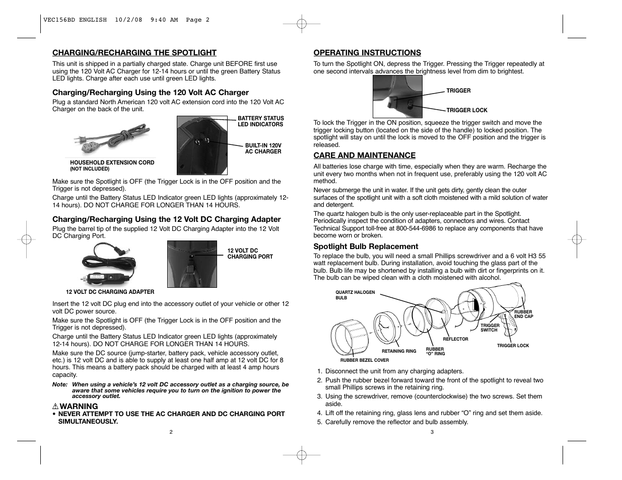 Black & Decker VEC156BD User Manual | Page 3 / 12