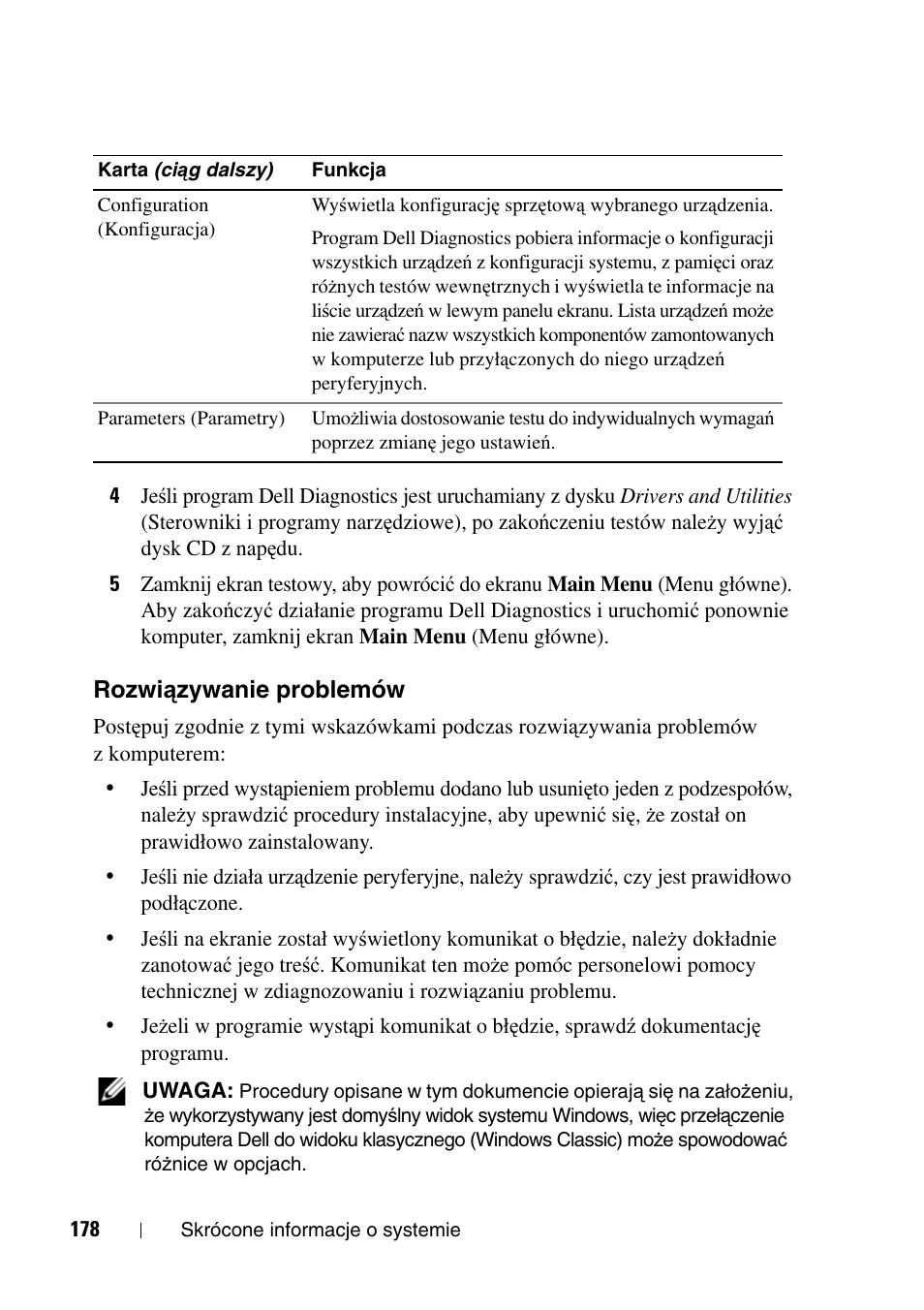 Rozwiązywanie problemów, Rozwi, Ązywanie problemów | Dell Precision T5400 (Late 2007) User Manual | Page 178 / 340