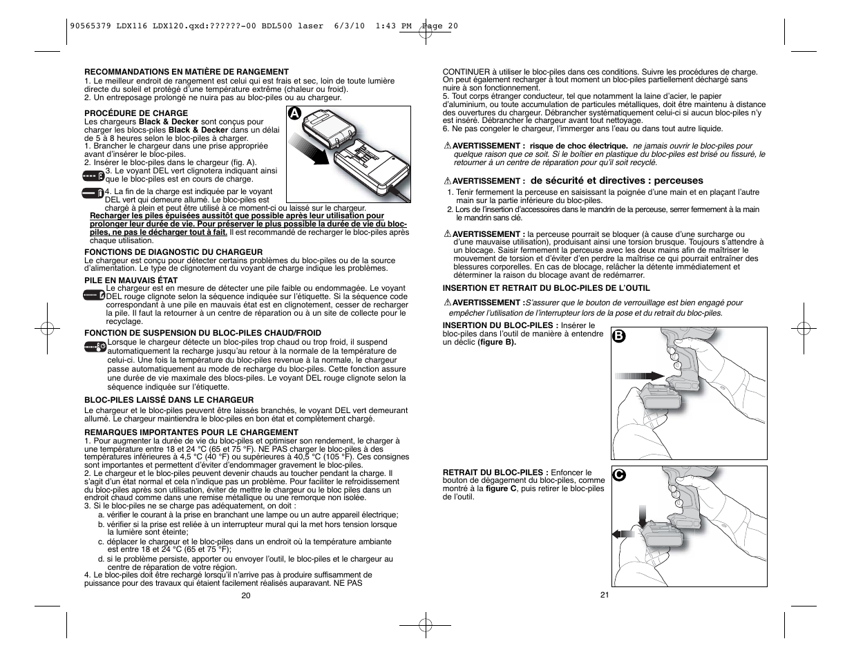 Ab c | Black & Decker LDX116 User Manual | Page 11 / 21