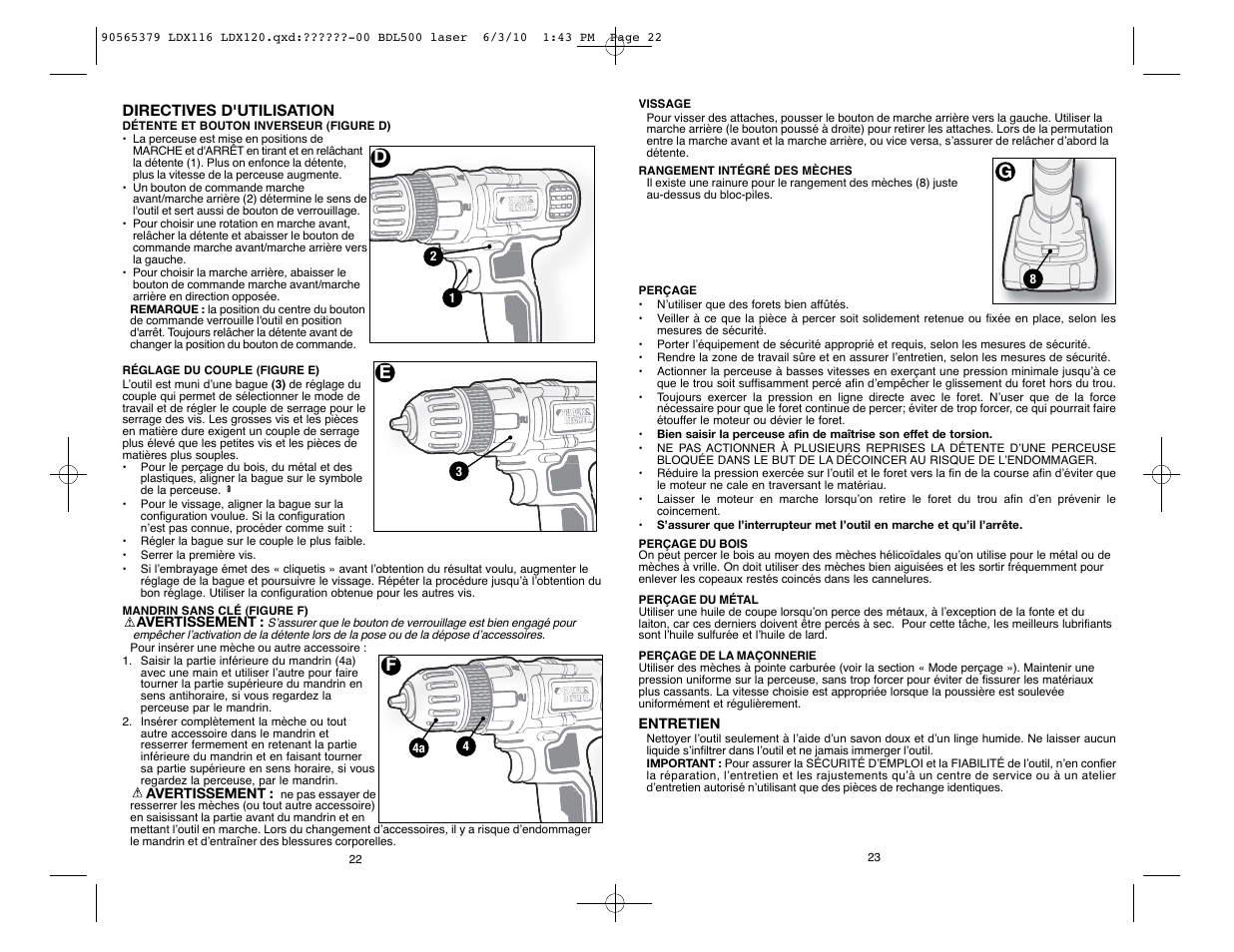 De f | Black & Decker LDX116 User Manual | Page 12 / 21