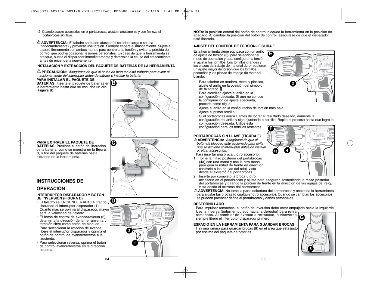 De f | Black & Decker LDX116 User Manual | Page 18 / 21