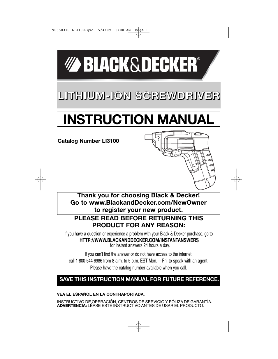 Black & Decker LI3100 User Manual | 32 pages