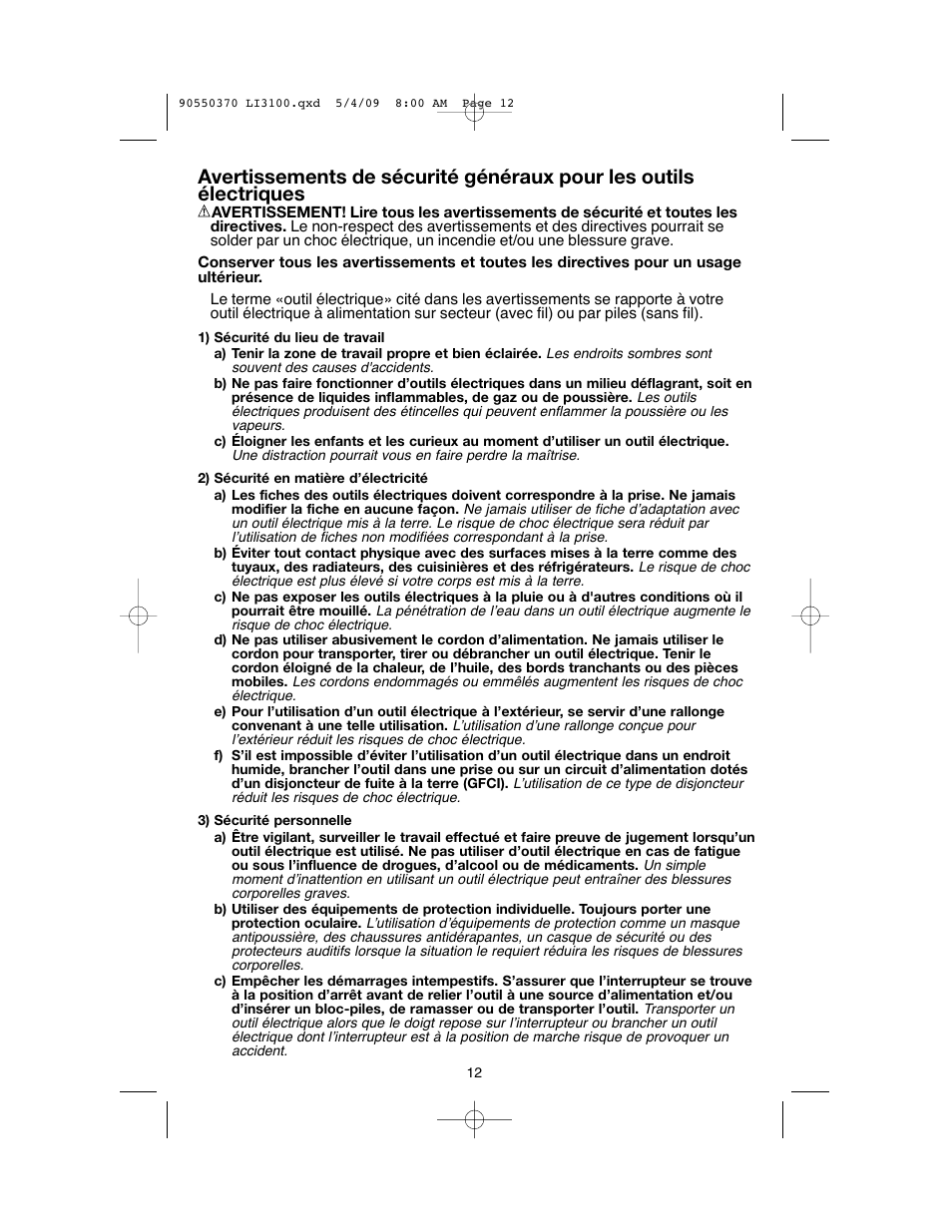 Black & Decker LI3100 User Manual | Page 12 / 32
