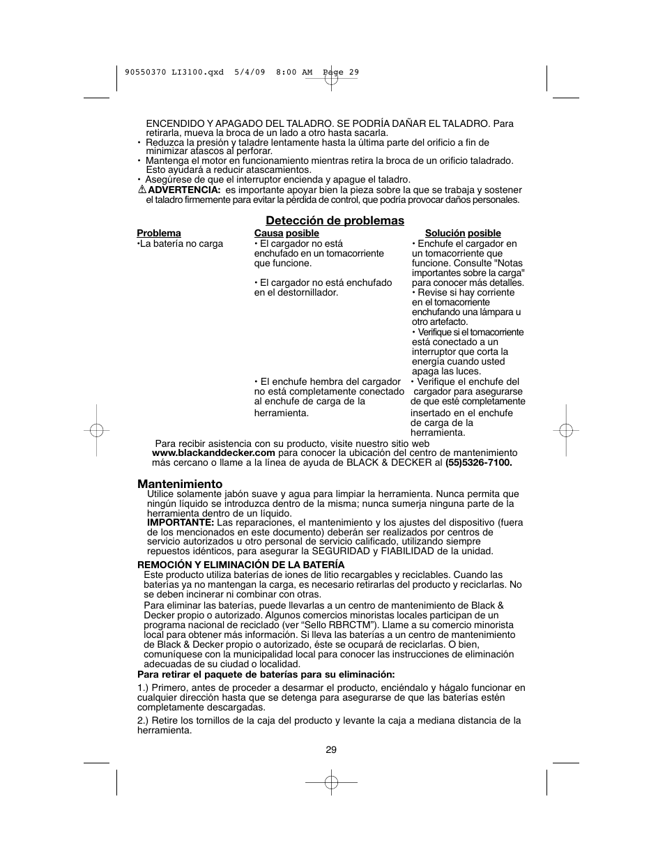 Black & Decker LI3100 User Manual | Page 29 / 32