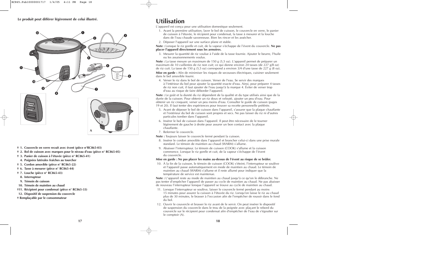 Utilisation | Black & Decker RC865 User Manual | Page 10 / 15