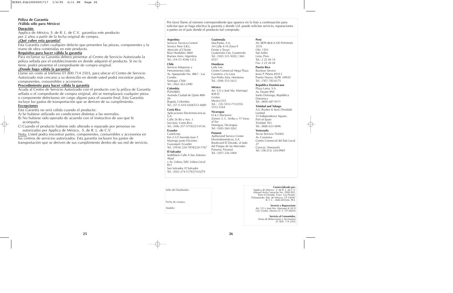 Black & Decker RC865 User Manual | Page 14 / 15