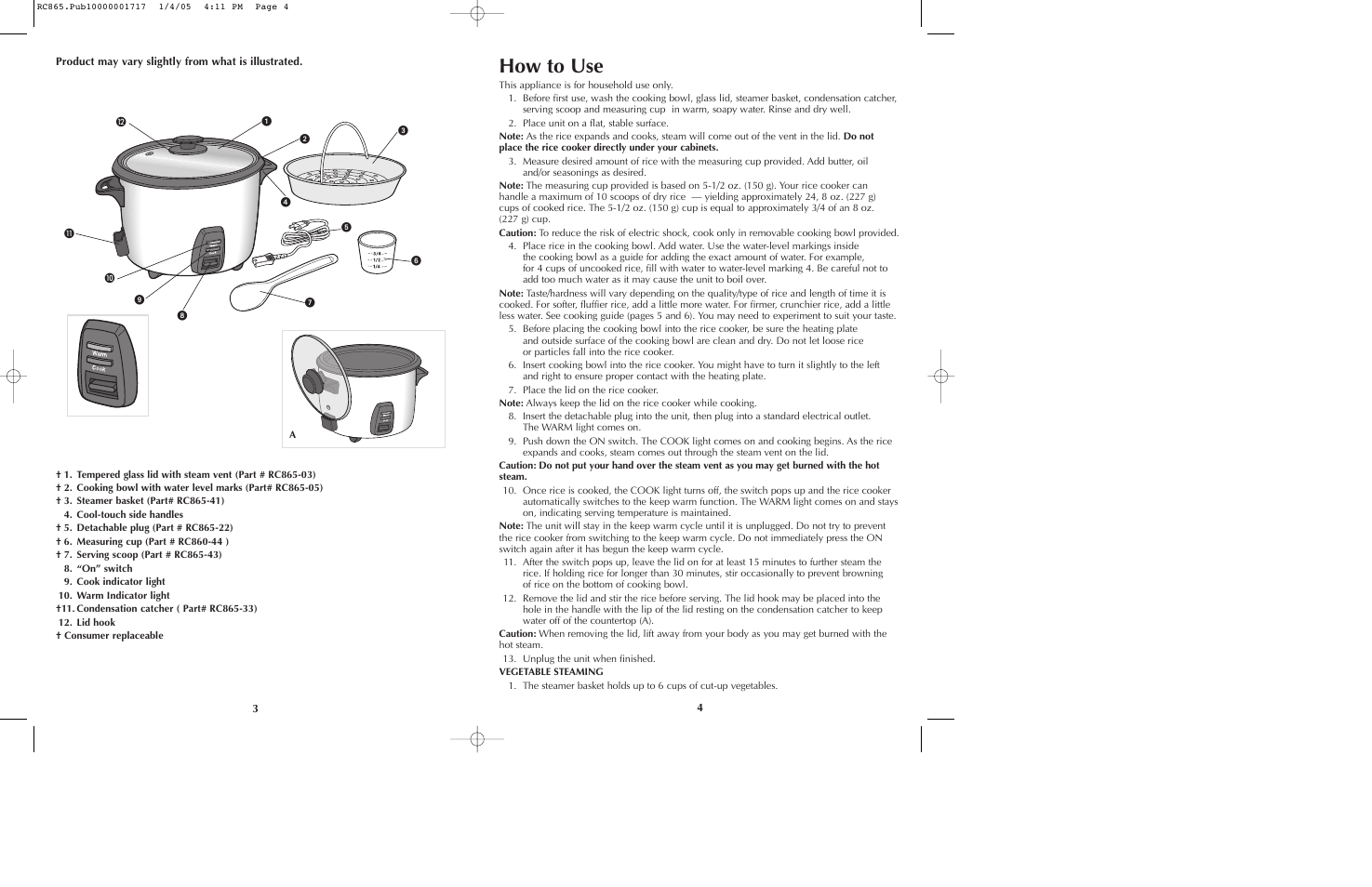 How to use | Black & Decker RC865 User Manual | Page 3 / 15