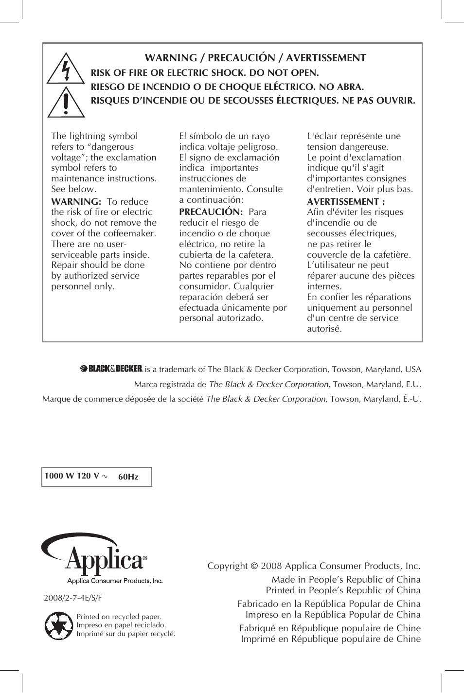 Black & Decker DCM3250B User Manual | Page 19 / 19