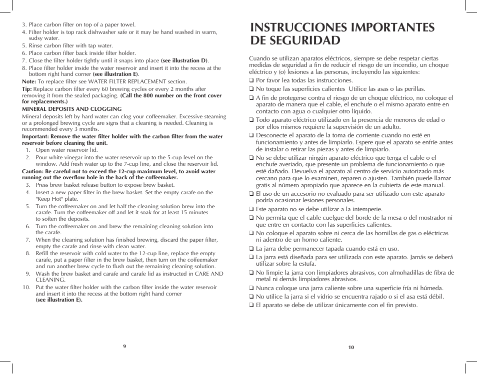 Instrucciones importantes de seguridad | Black & Decker DCM3250B User Manual | Page 6 / 19