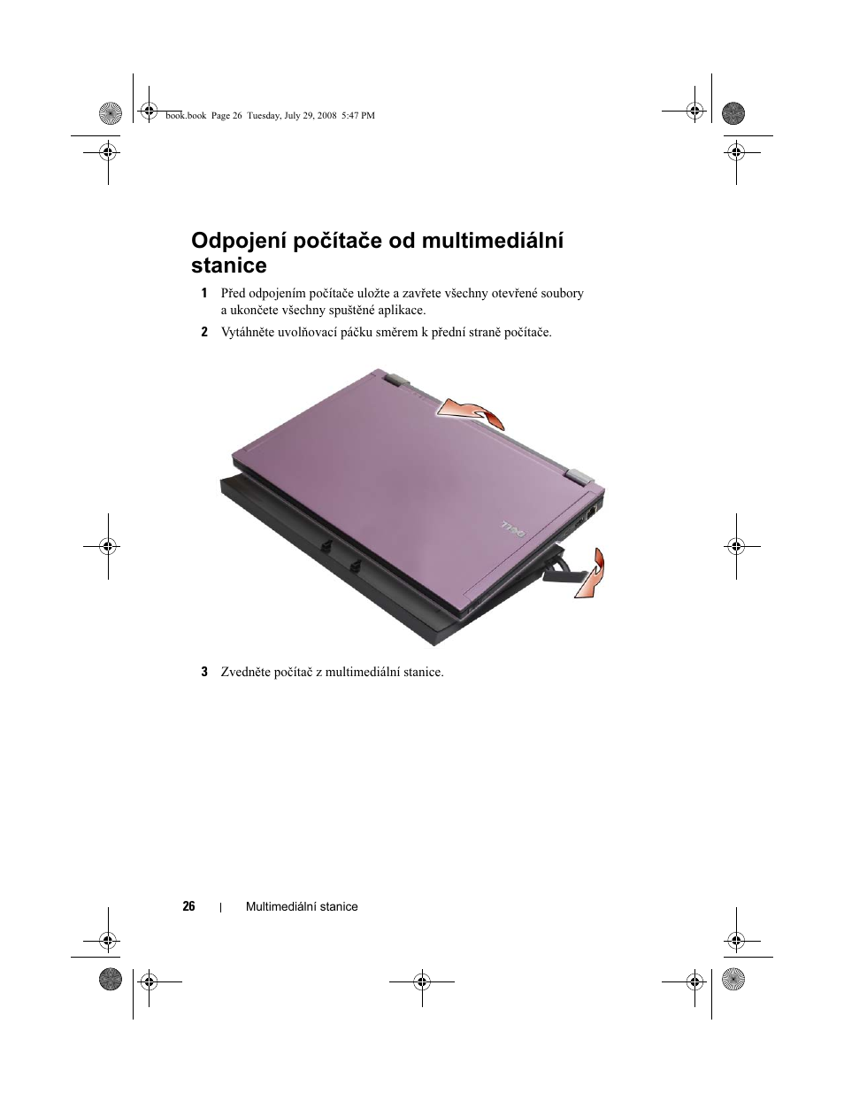 Odpojení počítače od multimediální stanice | Dell Latitude E4200 (Late 2008) User Manual | Page 28 / 124