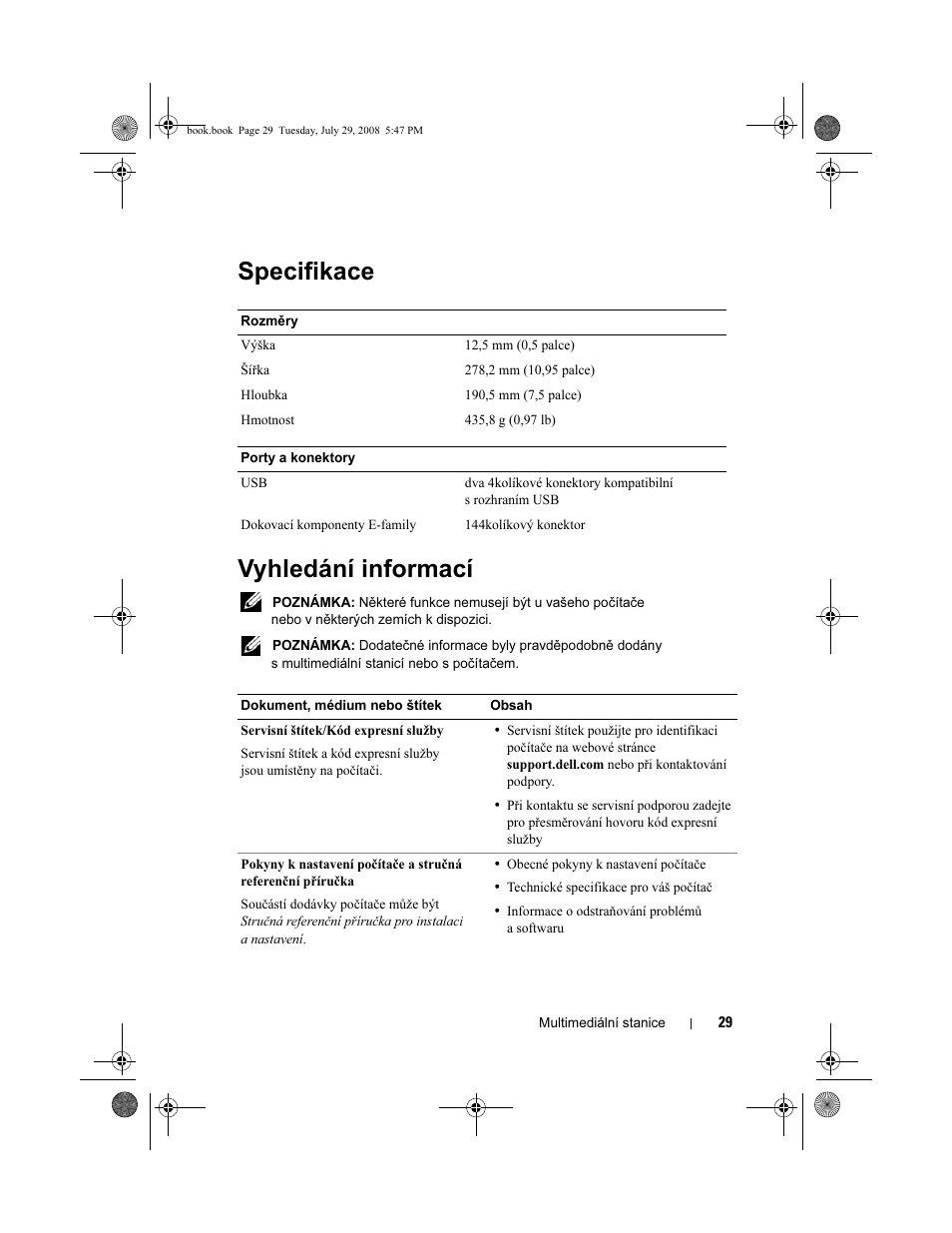 Specifikace vyhledání informací | Dell Latitude E4200 (Late 2008) User Manual | Page 31 / 124