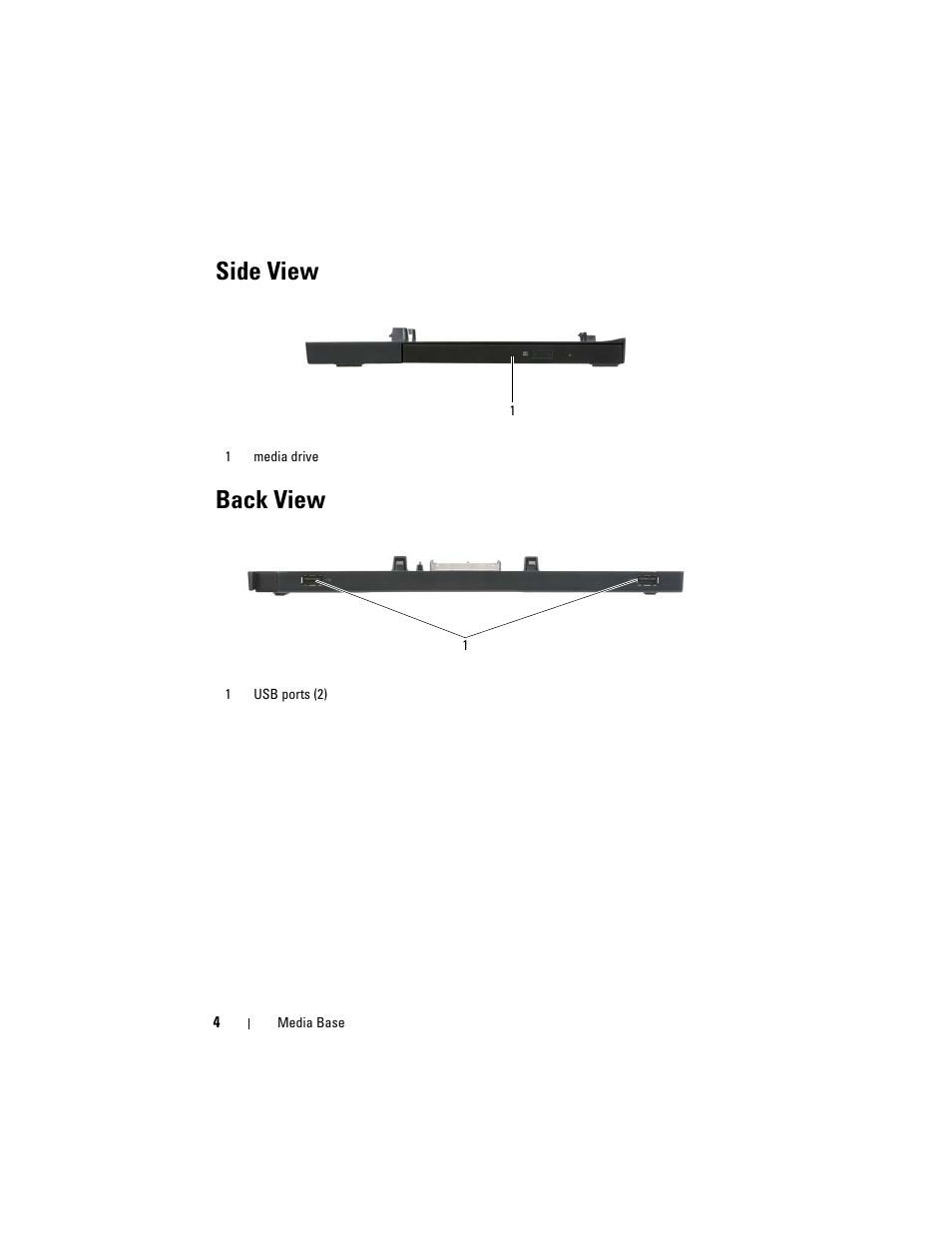 Side view, Back view, Side view back view | Dell Latitude E4200 (Late 2008) User Manual | Page 6 / 124