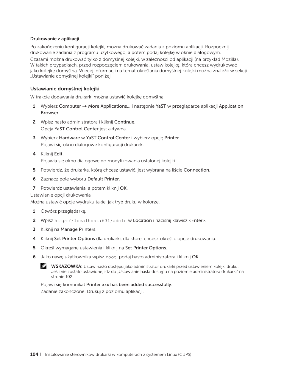 Ustawianie domyślnej kolejki | Dell C2665dnf Color Laser Printer User Manual | Page 104 / 564