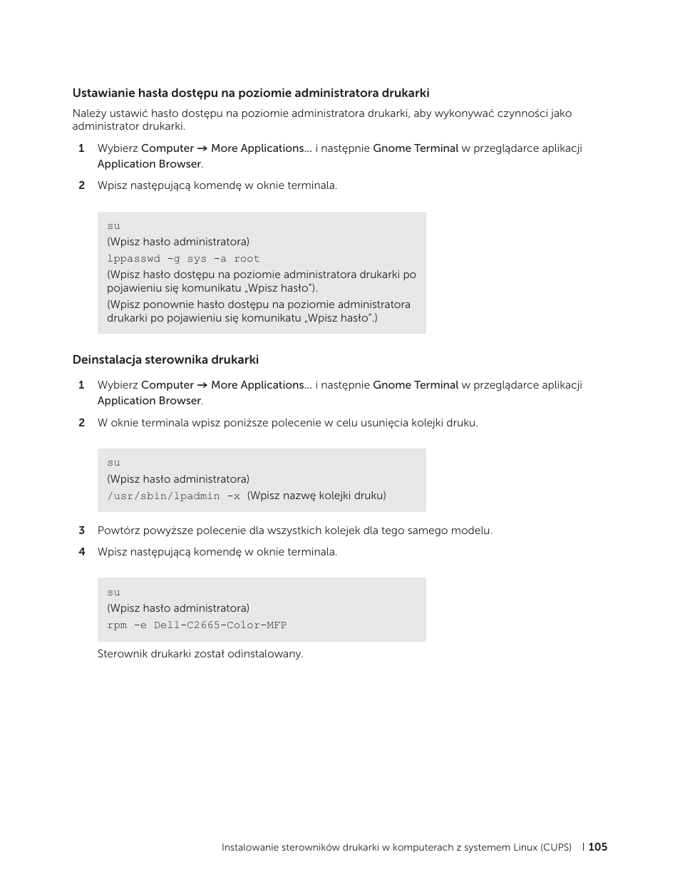Deinstalacja sterownika drukarki | Dell C2665dnf Color Laser Printer User Manual | Page 105 / 564