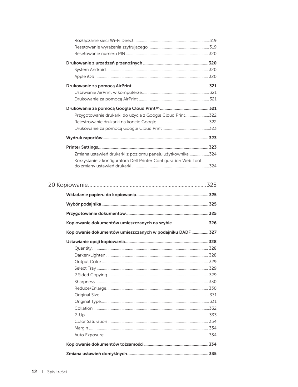 20 kopiowanie | Dell C2665dnf Color Laser Printer User Manual | Page 12 / 564