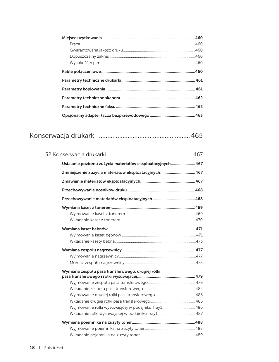 Konserwacja drukarki, 32 konserwacja drukarki | Dell C2665dnf Color Laser Printer User Manual | Page 18 / 564