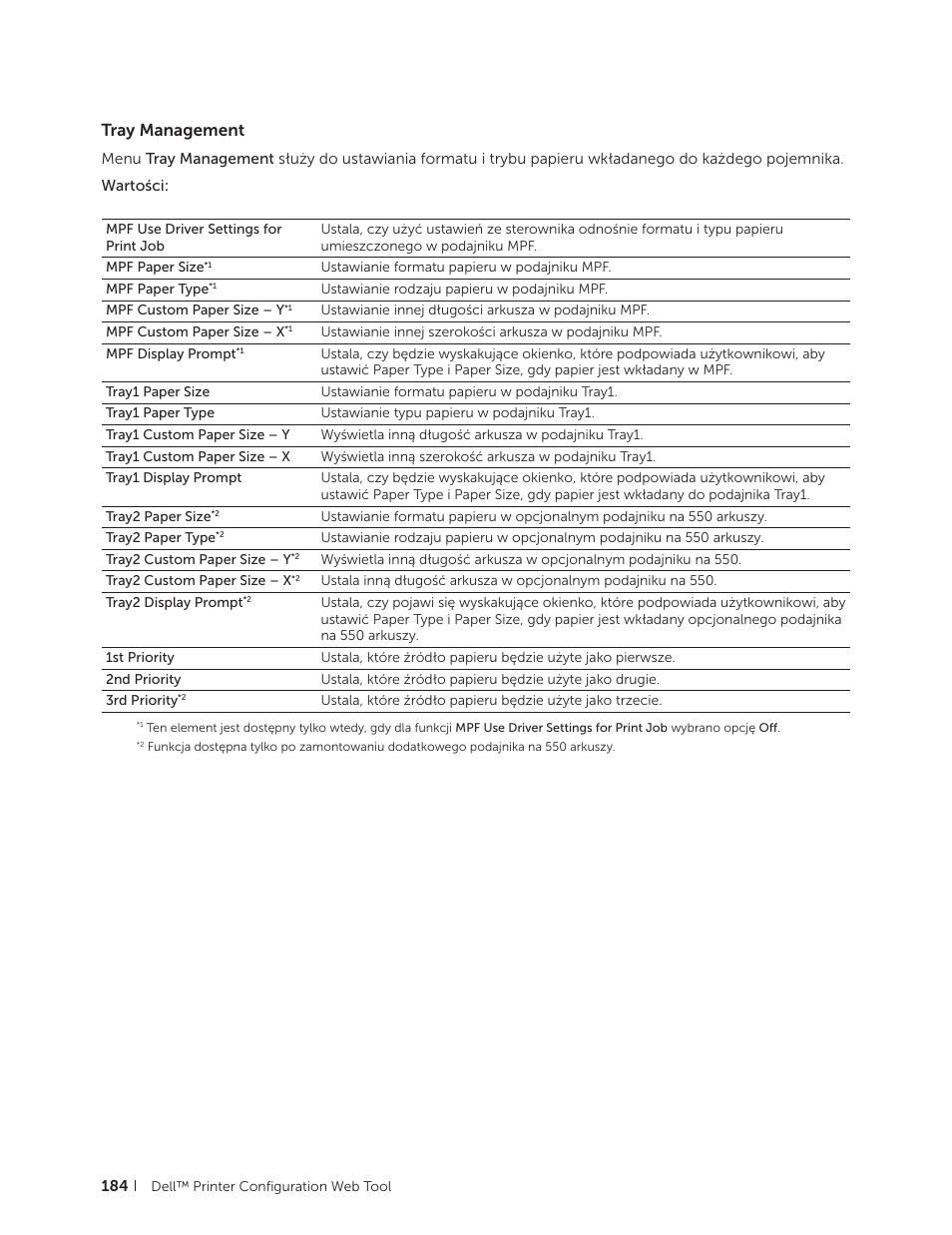 Tray management | Dell C2665dnf Color Laser Printer User Manual | Page 184 / 564