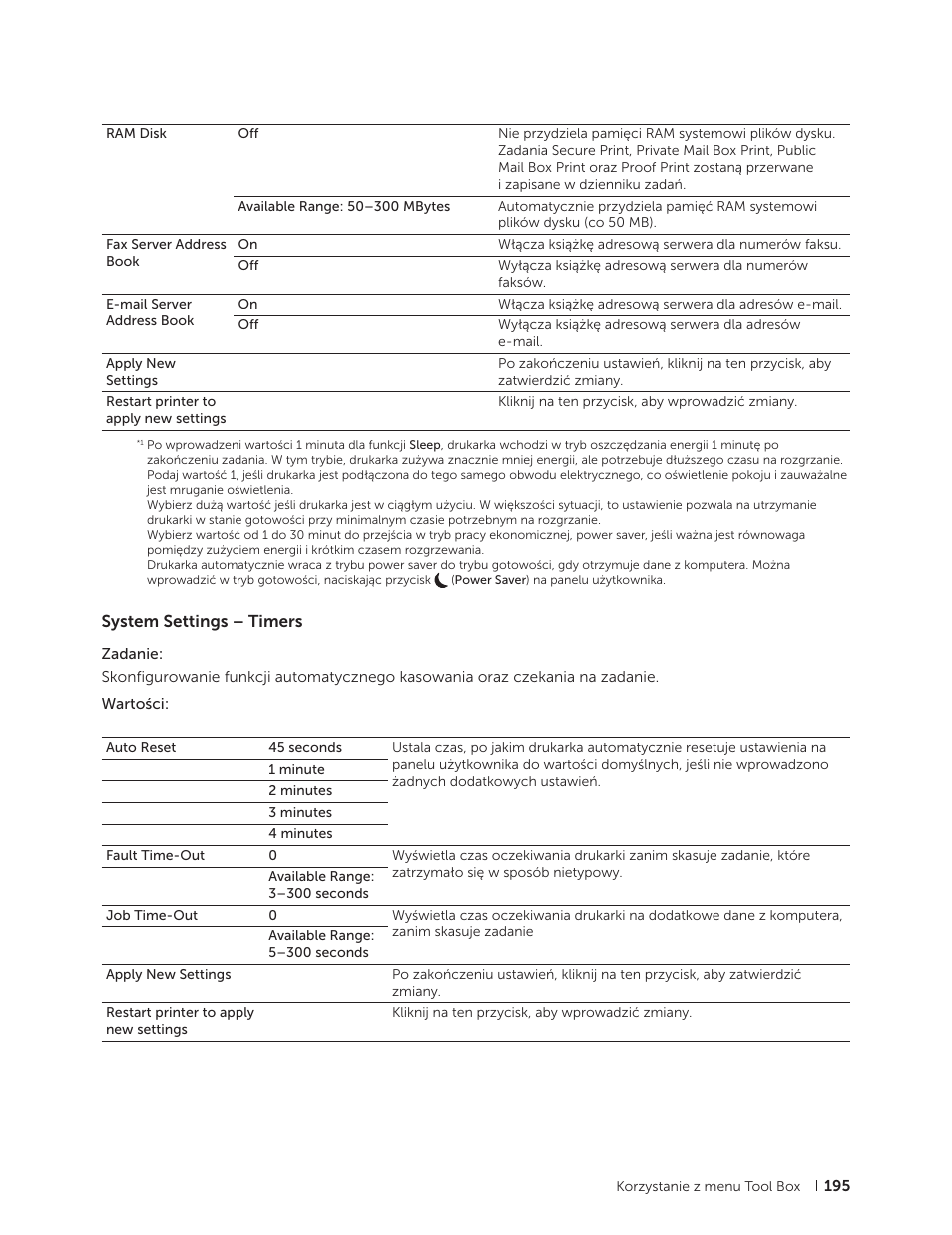 System settings – timers | Dell C2665dnf Color Laser Printer User Manual | Page 195 / 564