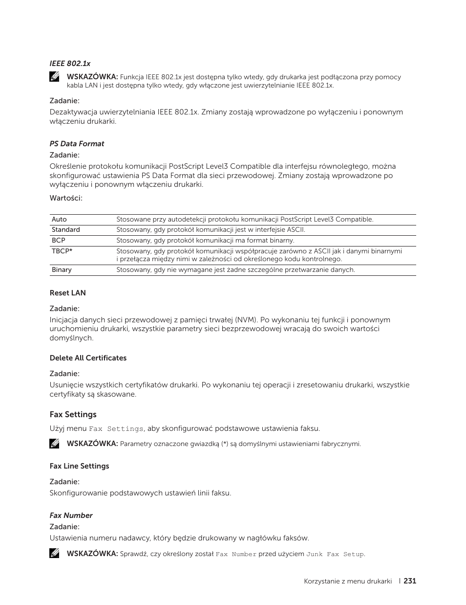 Fax settings | Dell C2665dnf Color Laser Printer User Manual | Page 231 / 564