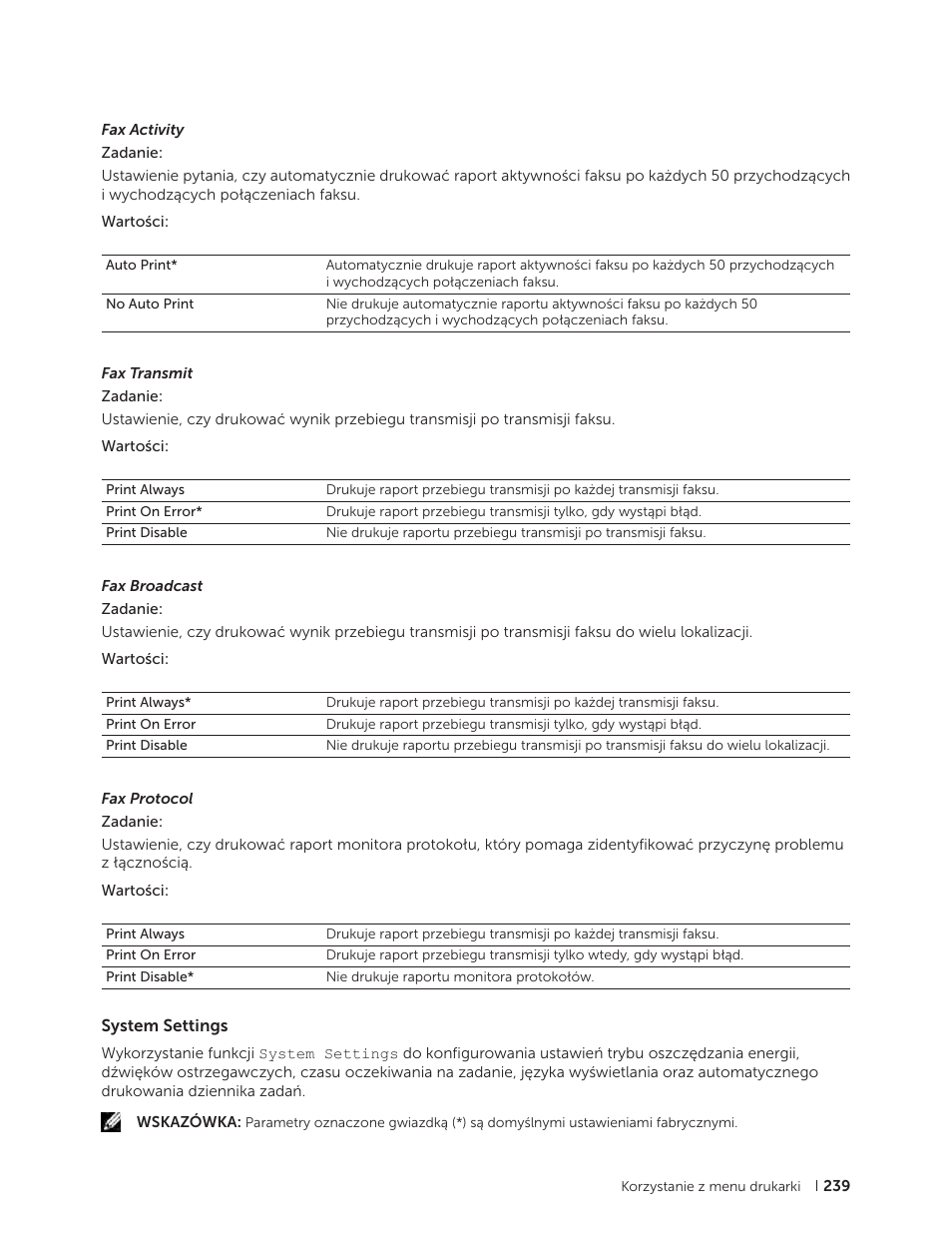 System settings | Dell C2665dnf Color Laser Printer User Manual | Page 239 / 564