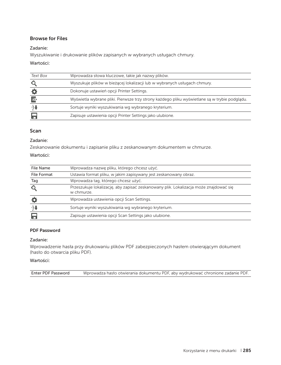 Browse for files, Scan, Browse for files scan | Dell C2665dnf Color Laser Printer User Manual | Page 285 / 564