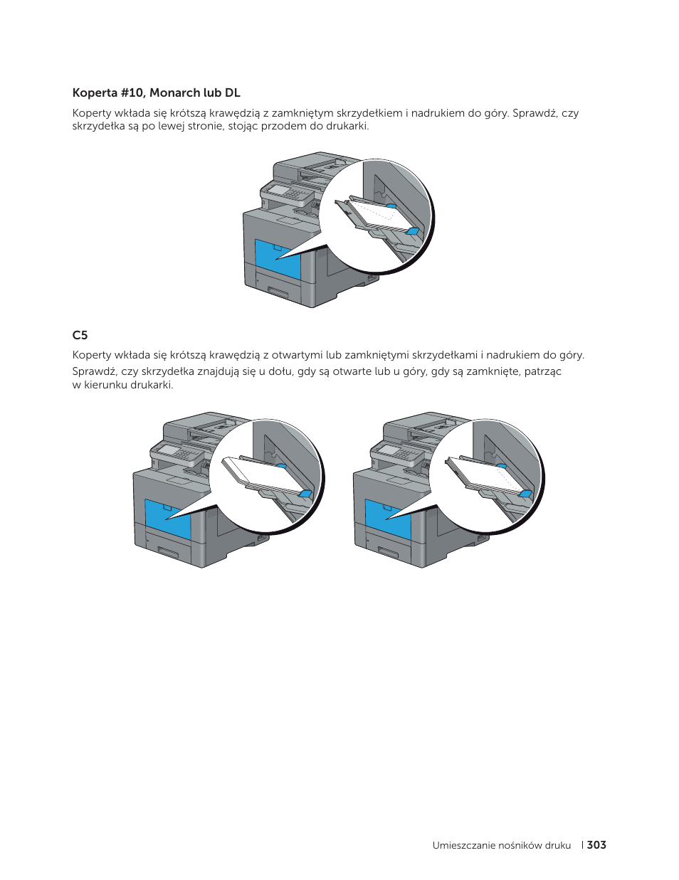 Koperta #10, monarch lub dl, Koperta #10, monarch lub dl c5 | Dell C2665dnf Color Laser Printer User Manual | Page 303 / 564