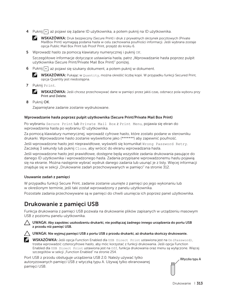 Drukowanie z pamięci usb | Dell C2665dnf Color Laser Printer User Manual | Page 313 / 564